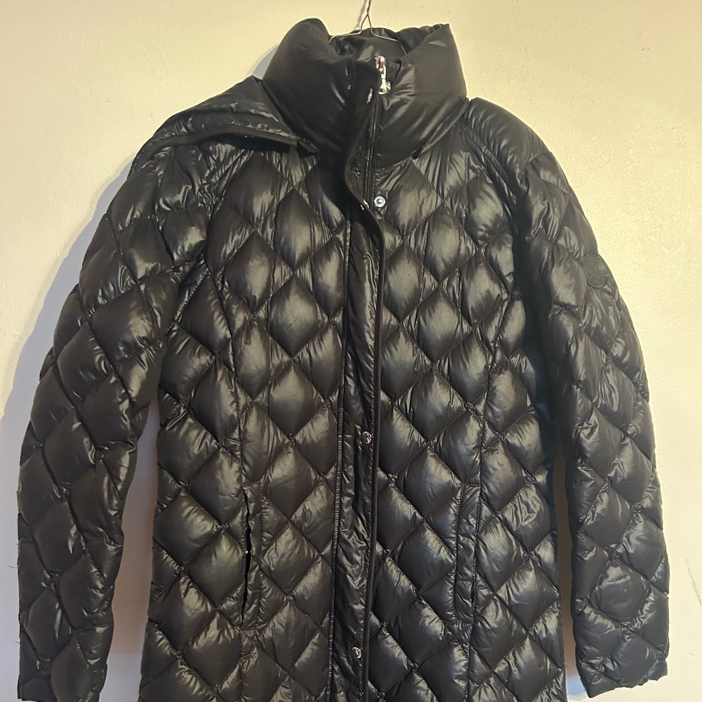 Lauren Ralph Lauren Women's Hooded Quilted Down-Fill Packable Black Coat Size S